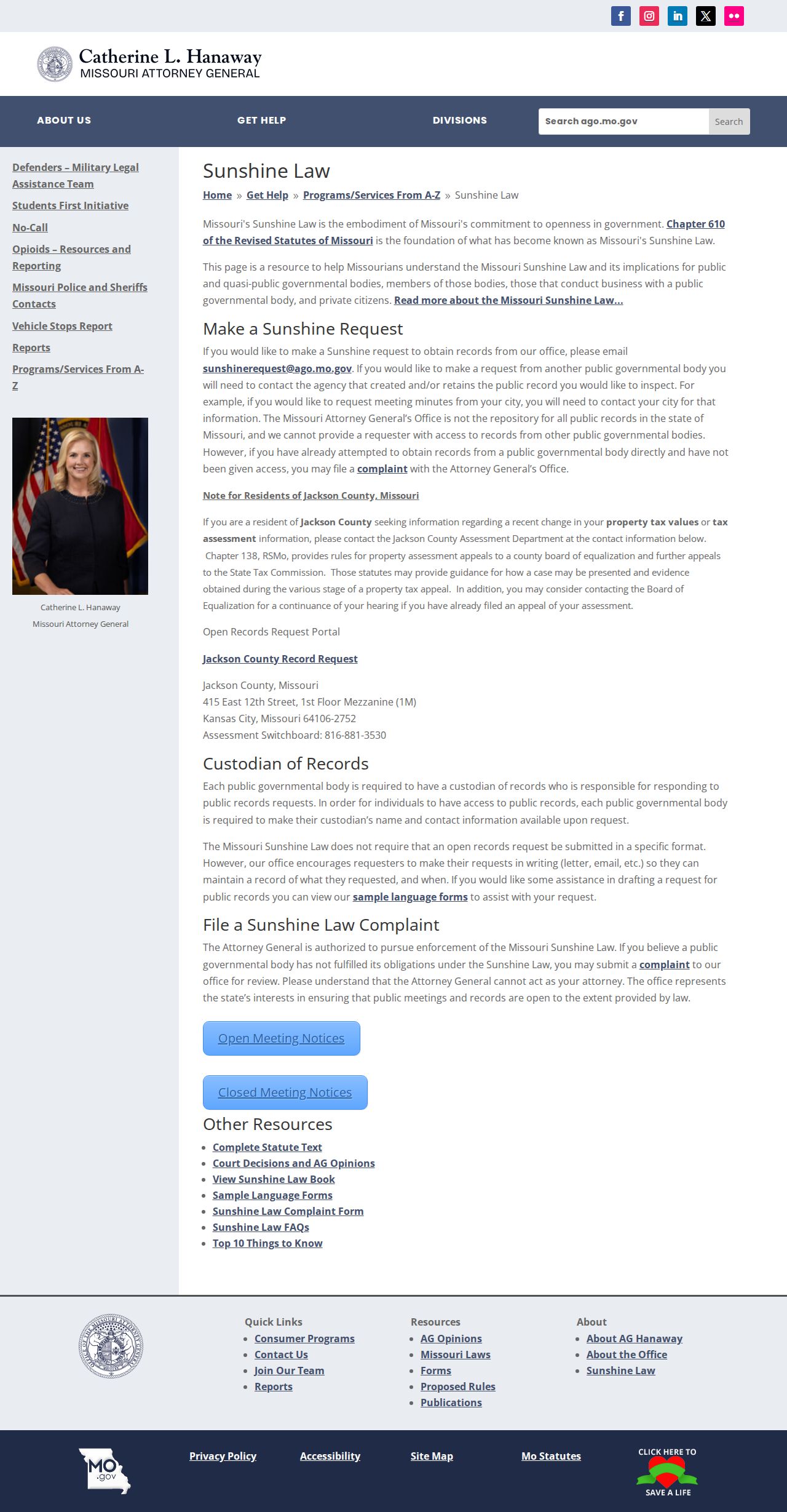 Carter County civil docket research image of the Missouri Sunshine Law overview