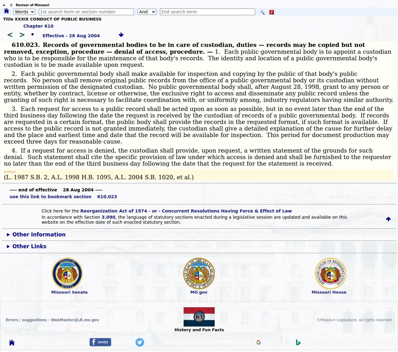 Carter County civil docket research image of Missouri Sunshine Law request statute 610.023