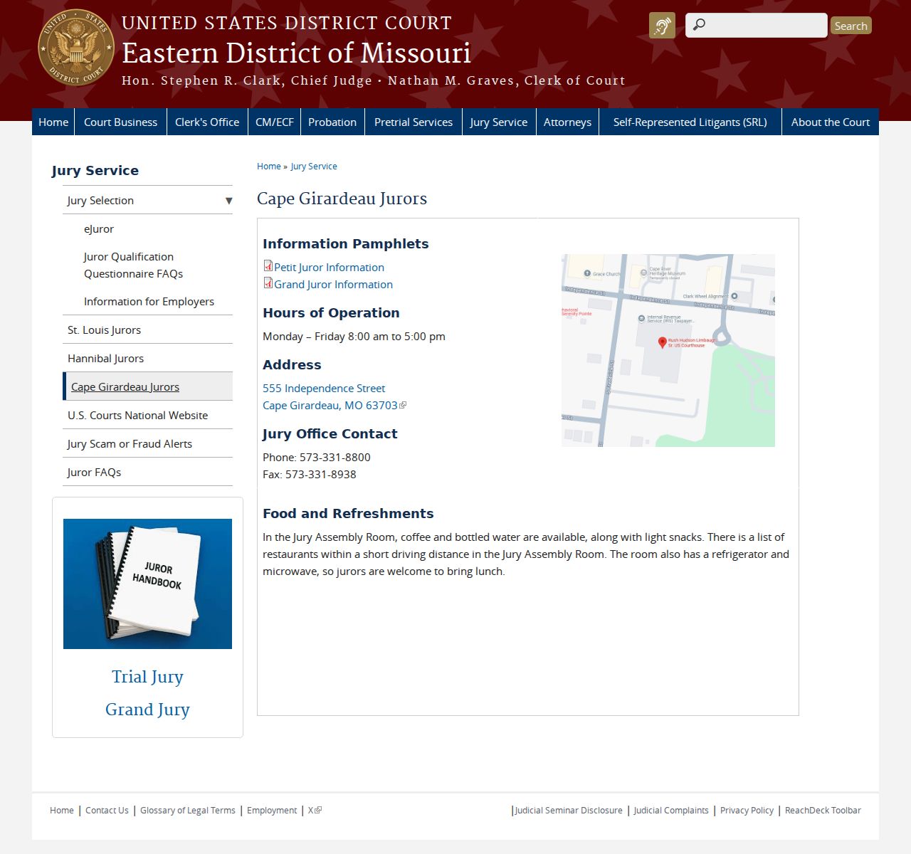Carter County federal court records reference for Cape Girardeau courthouse jurors