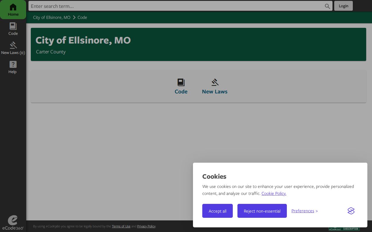 Ellsinore court docket records municipal code home page