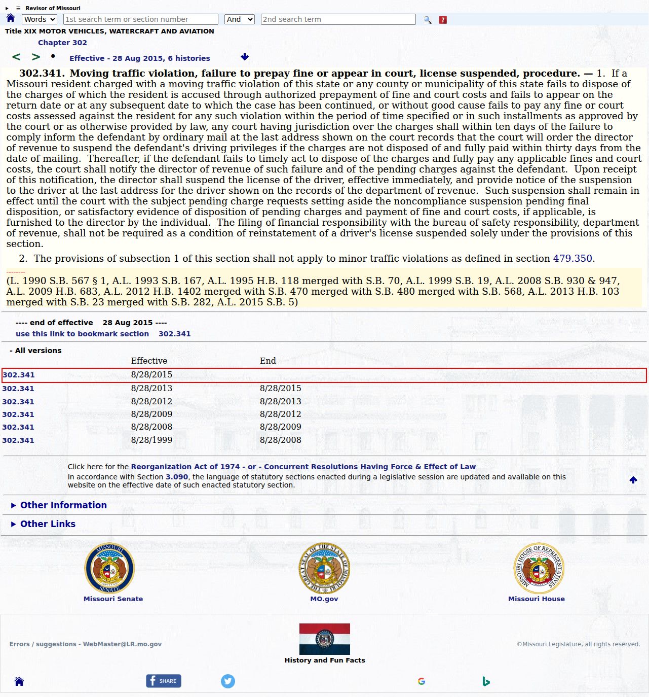 Carter County traffic court records reference showing Missouri traffic nonappearance statute